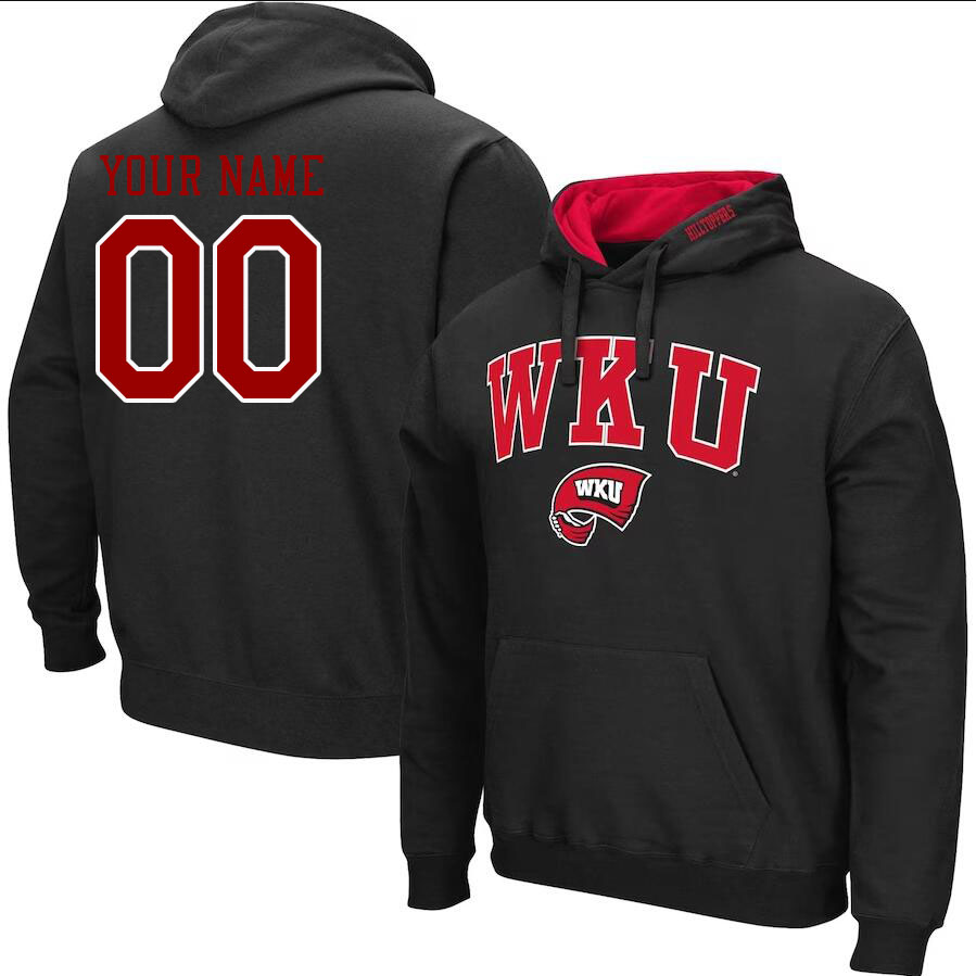 Custom Western Kentucky Hilltoppers Name And Number Hoodies-Black Custom Western Kentucky Hilltoppers Name And Number Hoodies-Black